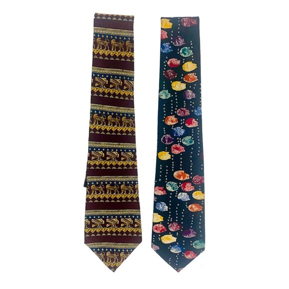 Lot of 2 Silk Neckties Unicef Rockefeller Center Save The Children Alexandra Tie - Picture 1 of 8